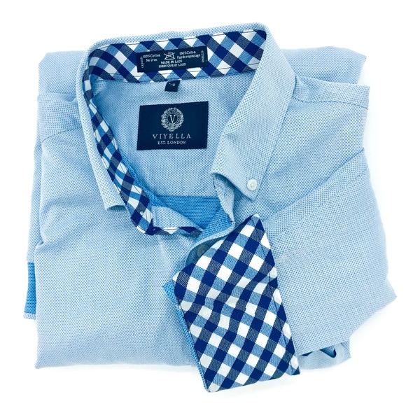Viyella Other - Viyella London Blue Check Contrast Cuff Shirt L